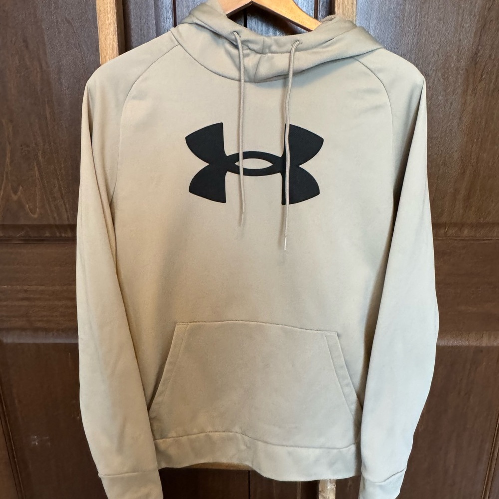 Under Armour Logo Pullover Hoodie Taupe Gray Size Large